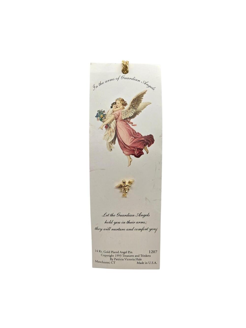 Vintage 1993 Patricia Victoria Hale Guardian Angel Pin 14K Gold Plated 1207